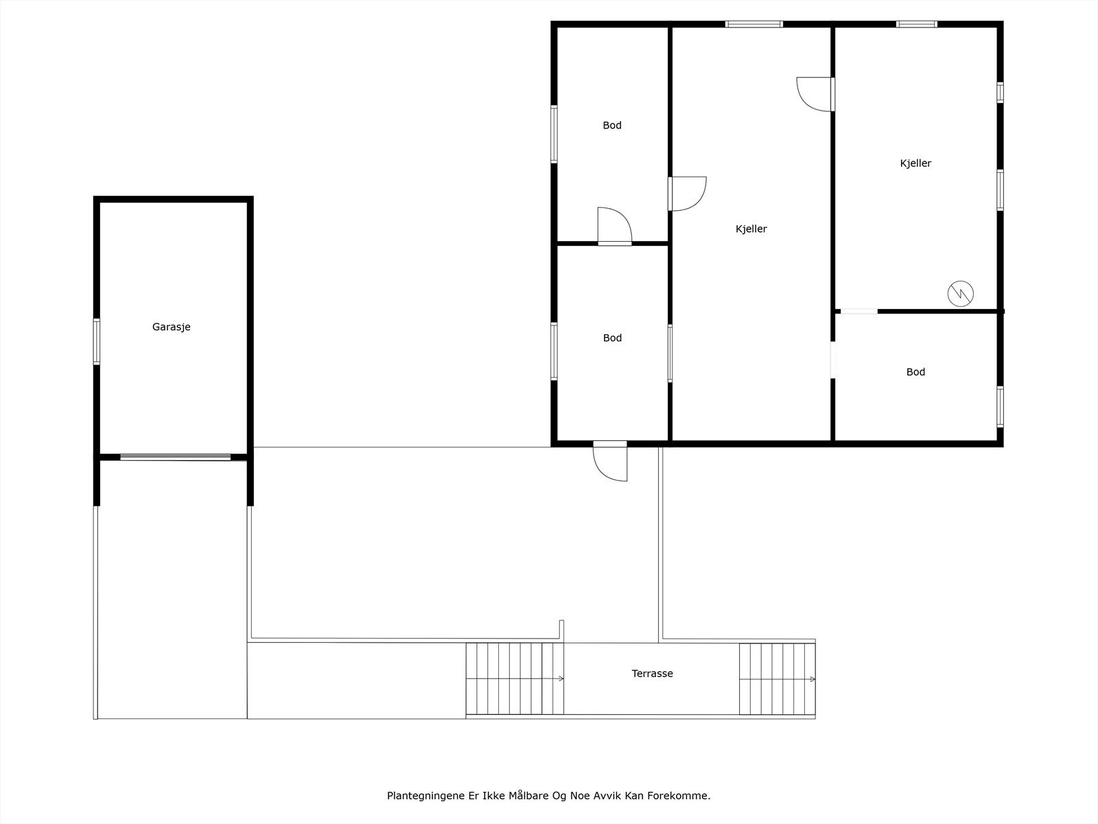 Skissert plantegning av råkjeller med god takhøyde. Galleribilde