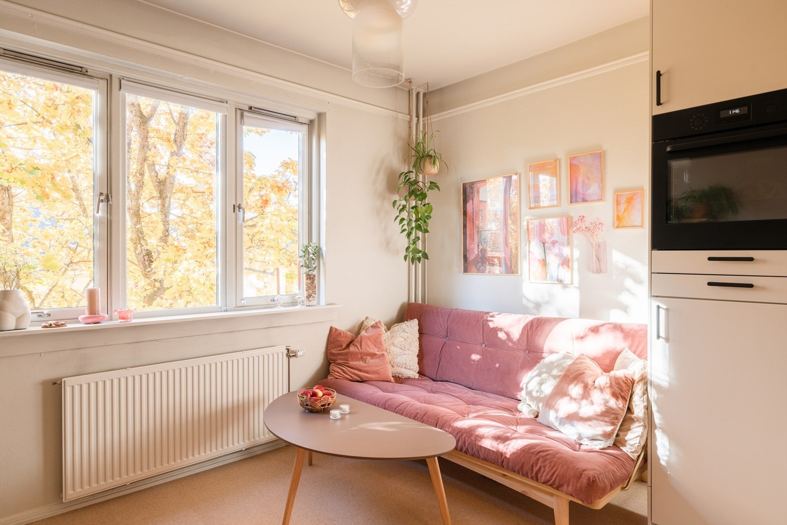 Planløsningen er optimal som gir rom for sofa/seng, spisebord og oppbevaringsmøbel Galleribilde