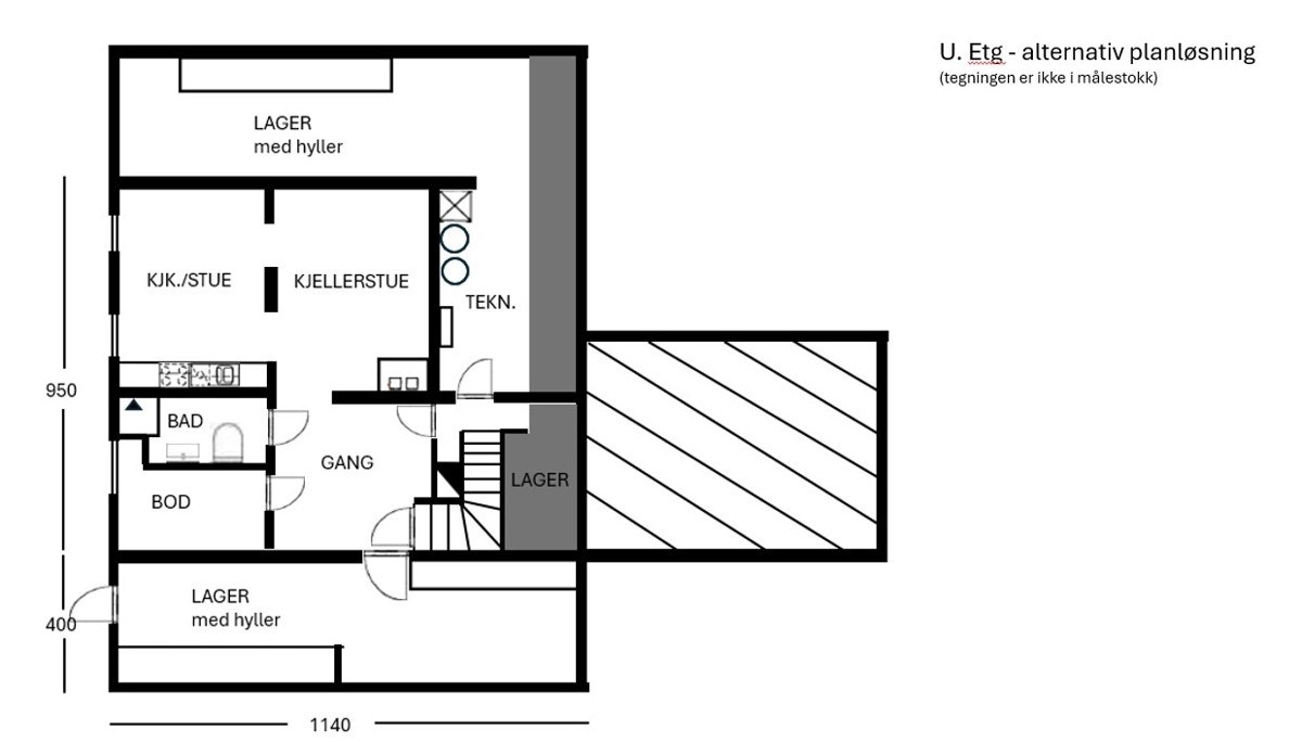 Underetasje - alternativ planløsning