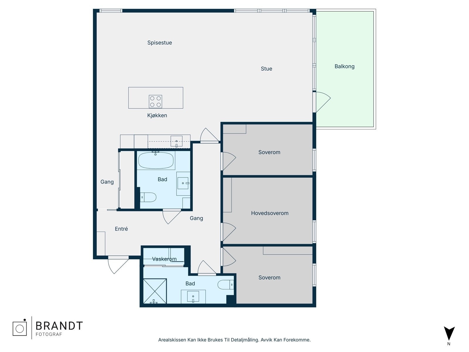 Det er 3 soverom og 2 bad Galleribilde