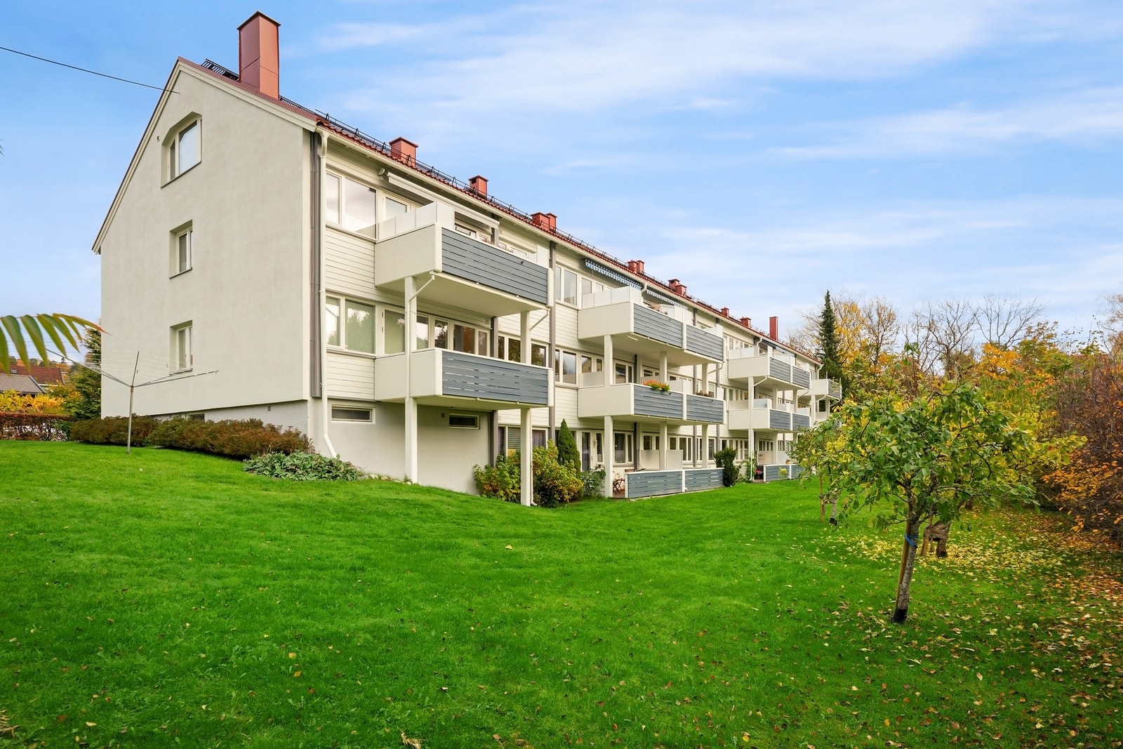 Stor, solrik fellesplen som innbyr til lek og rekreasjon. Galleribilde