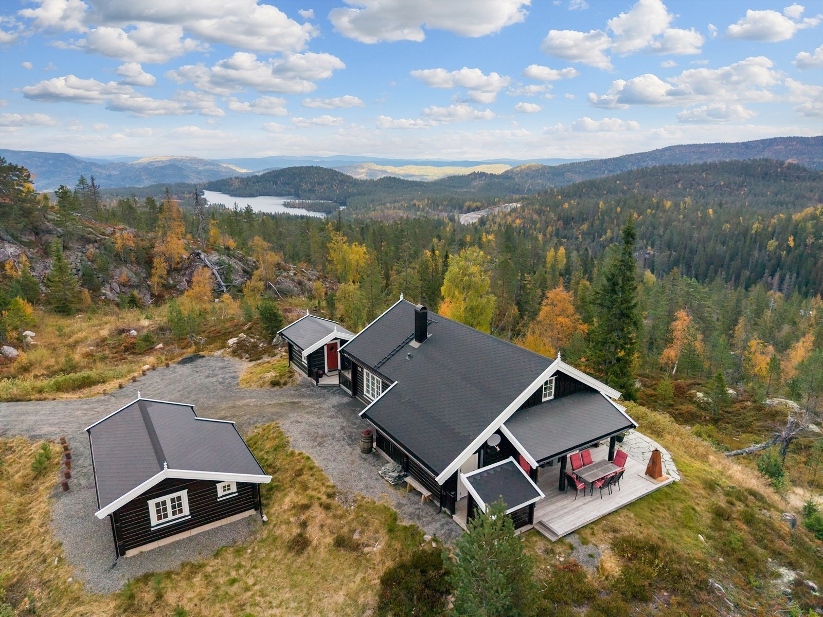Eiendommen ligger usjenert til med en nydelig utsikt som strekker seg helt over til Norefjell. Galleribilde