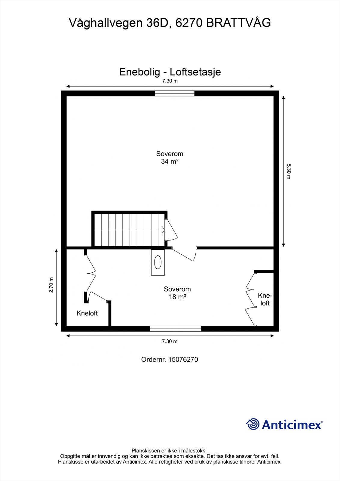 Målsatt plantegning loftsetasje Galleribilde