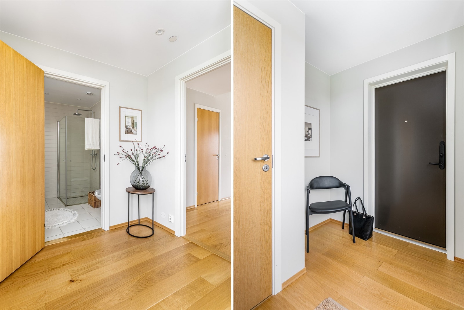 Entreen og badet lyssettes jevnt og effektfullt av innfelte spotter. Galleribilde