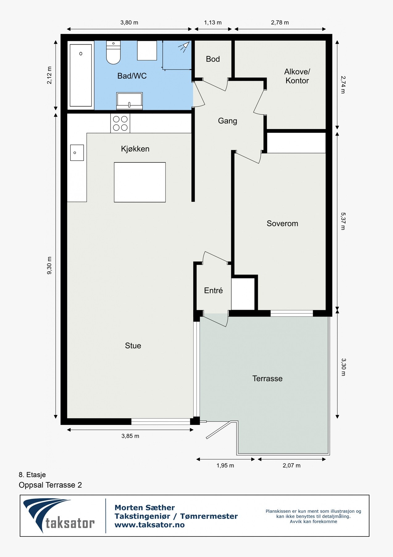 Plantegning - Leiligheten disponerer også en ekstern bod på samme etasjeplan på ca. 1 m². Galleribilde