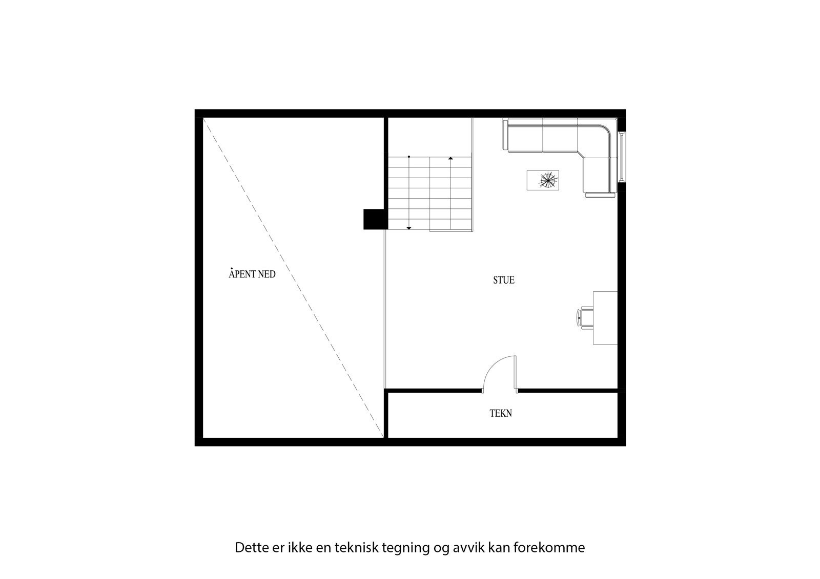 Øveste etasjeplan inneholder loftstua Galleribilde