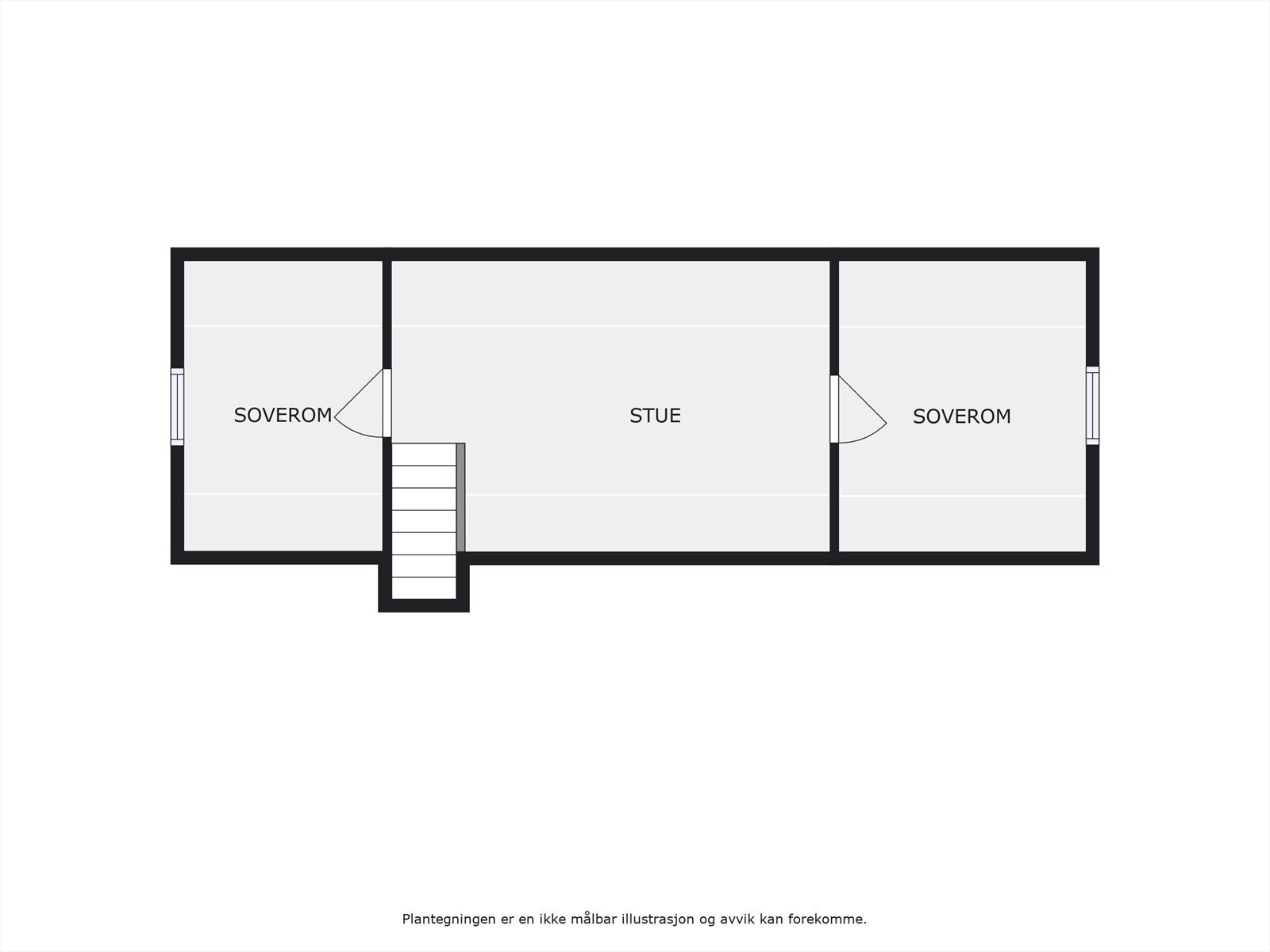 Plantegning hems. Det gjøres oppmerksom på at rommene på hemsen ikke er godkjent for varig opphold. Hemsen har ikke målverdig areal grunnet lav takhøyde, men et gulvareal ca. 37m². Galleribilde