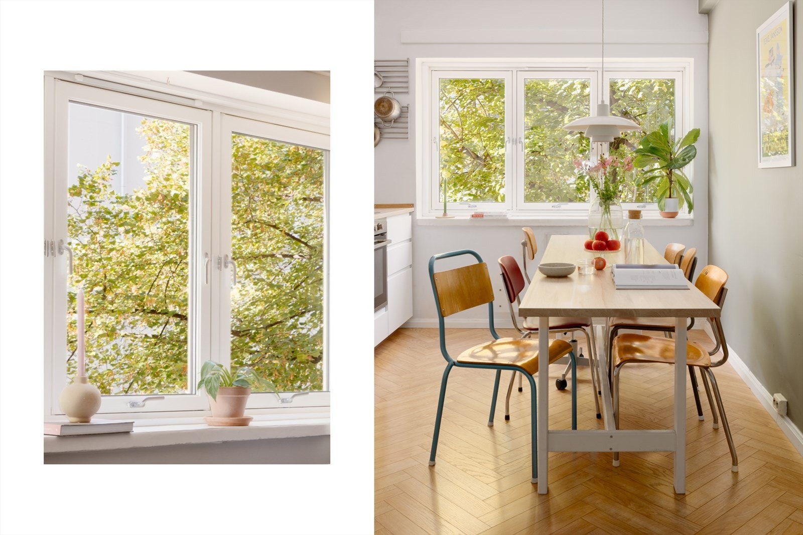 Det sosiale kjøkkenet har god plass til spisebord hvor du kan dekke på til mange gjester. Her kan man lage mat og samtidig være en del av samtalen. Galleribilde