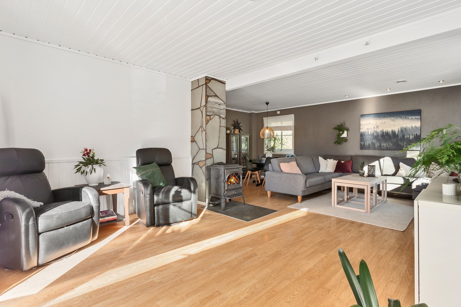 Romslig stue som gir stor møbleringsfrihet Galleribilde