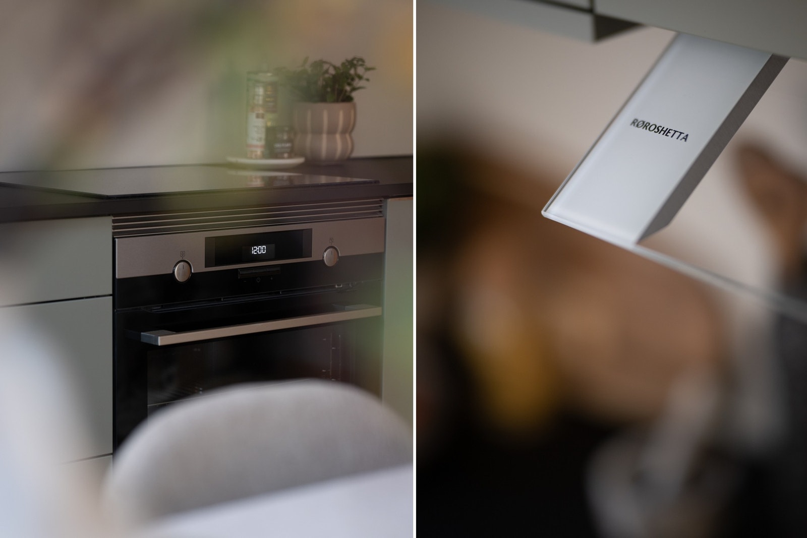 Detaljer fra kjøkkenet. Kvalitetshvitevarer og avtrekkvifte fra Røroshetta. Galleribilde