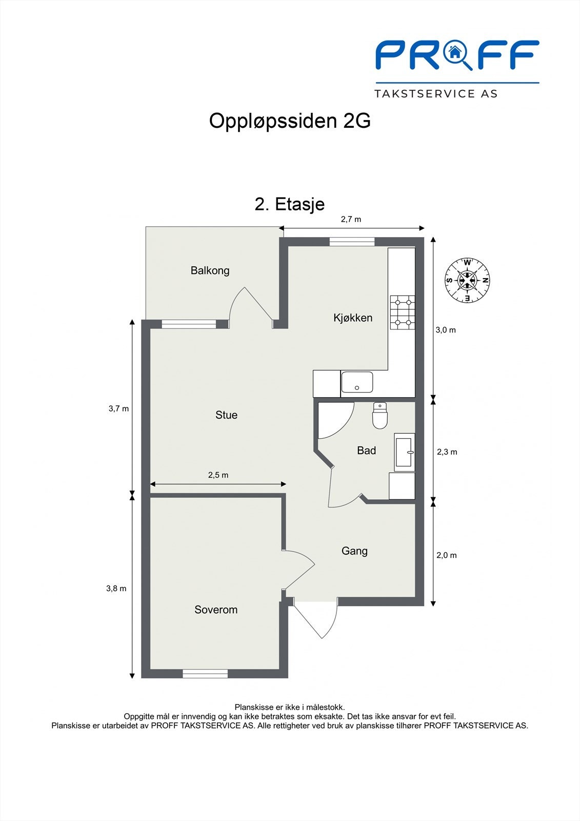 Plantegningen av leiligheten som ligger fint til i 2. etasje. Galleribilde
