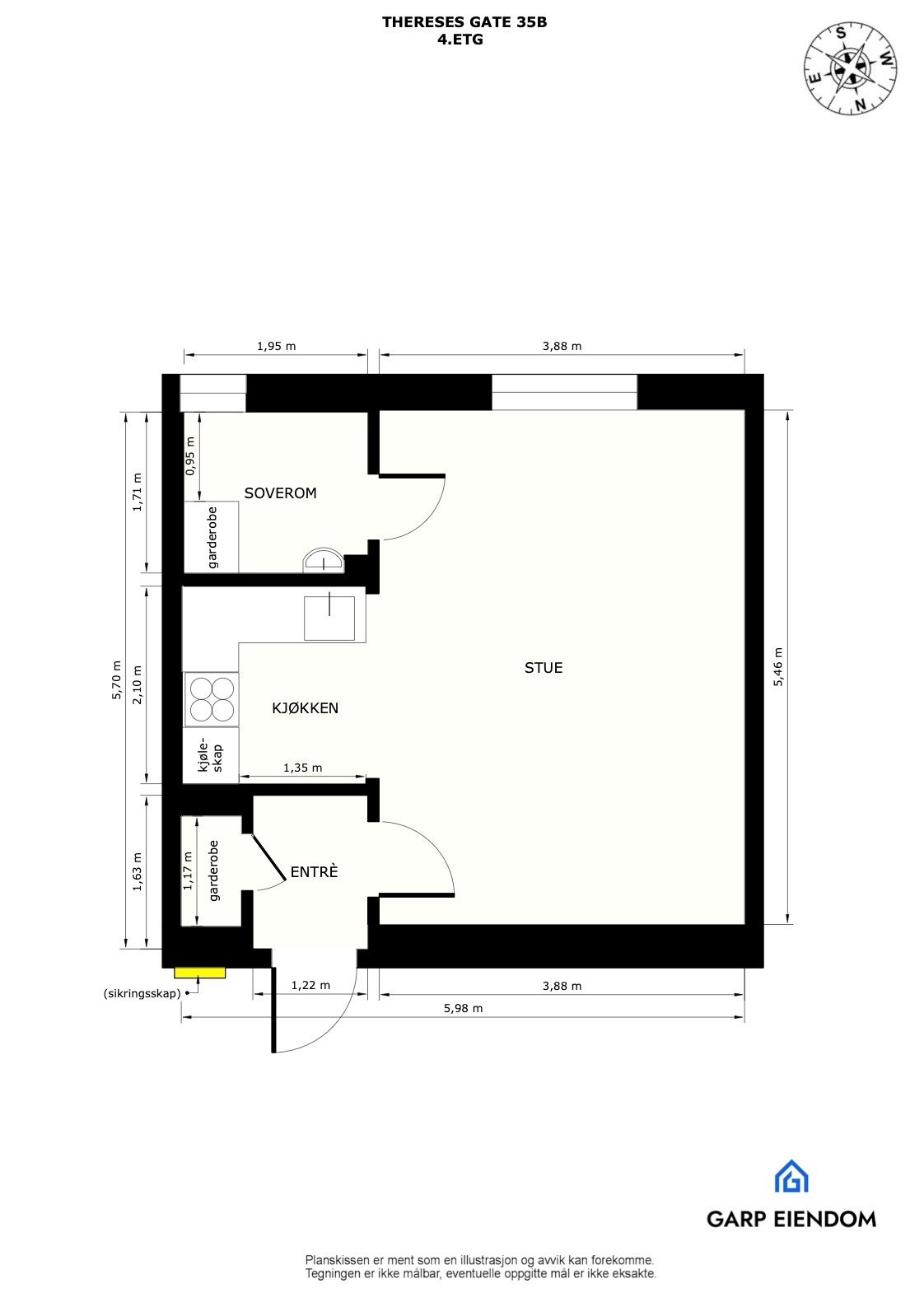 Plantegning med mål. Galleribilde