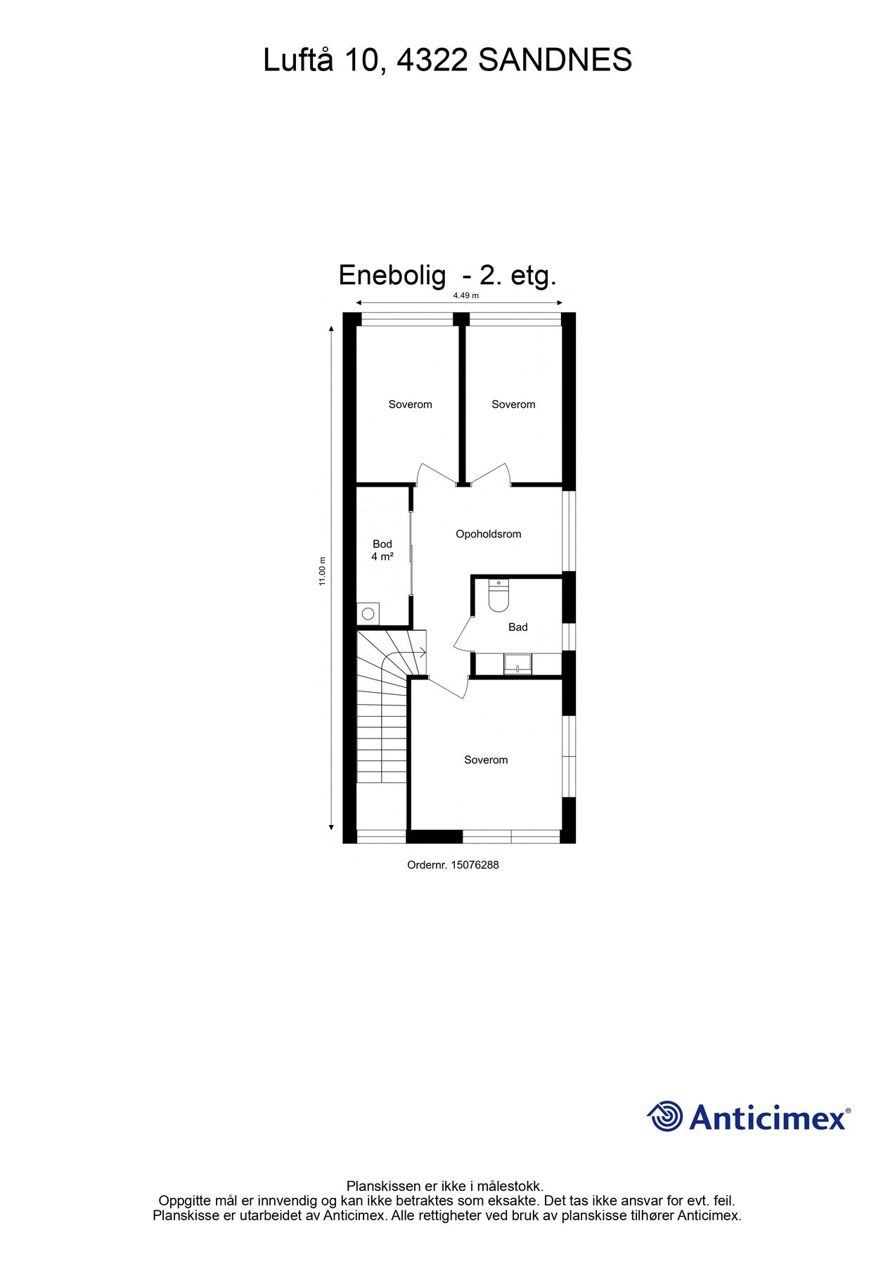 Plantegning. 2.etg. - Kan avvike fra de faktiske forhold Galleribilde