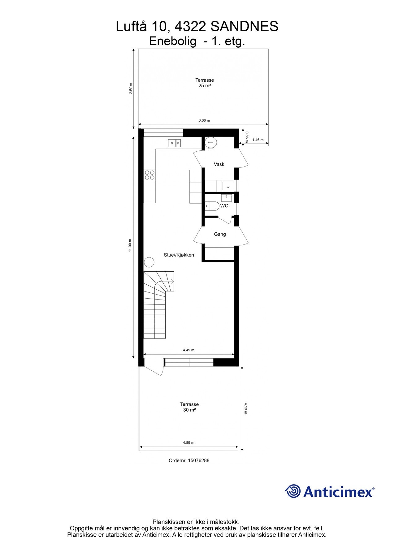 Plantegning. 1.etg. - Kan avvike fra de faktiske forhold Galleribilde