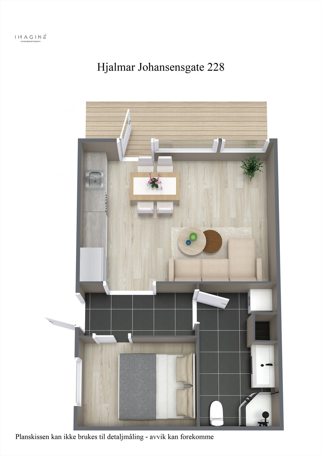Hjalmar Johansensgate 228 - Plantegning 3D. Galleribilde