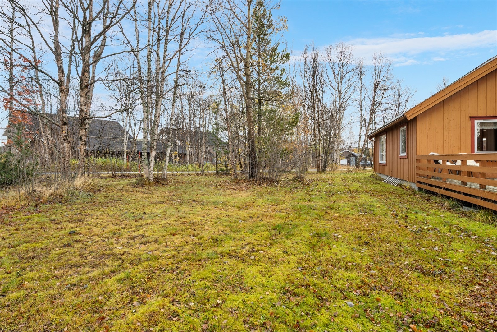 Tomta er romslig, ca 2,4 mål. (Ca 1,7 mål rett ved boligen samt 0,7 mål på andre siden av Carl Olsens vei). Galleribilde