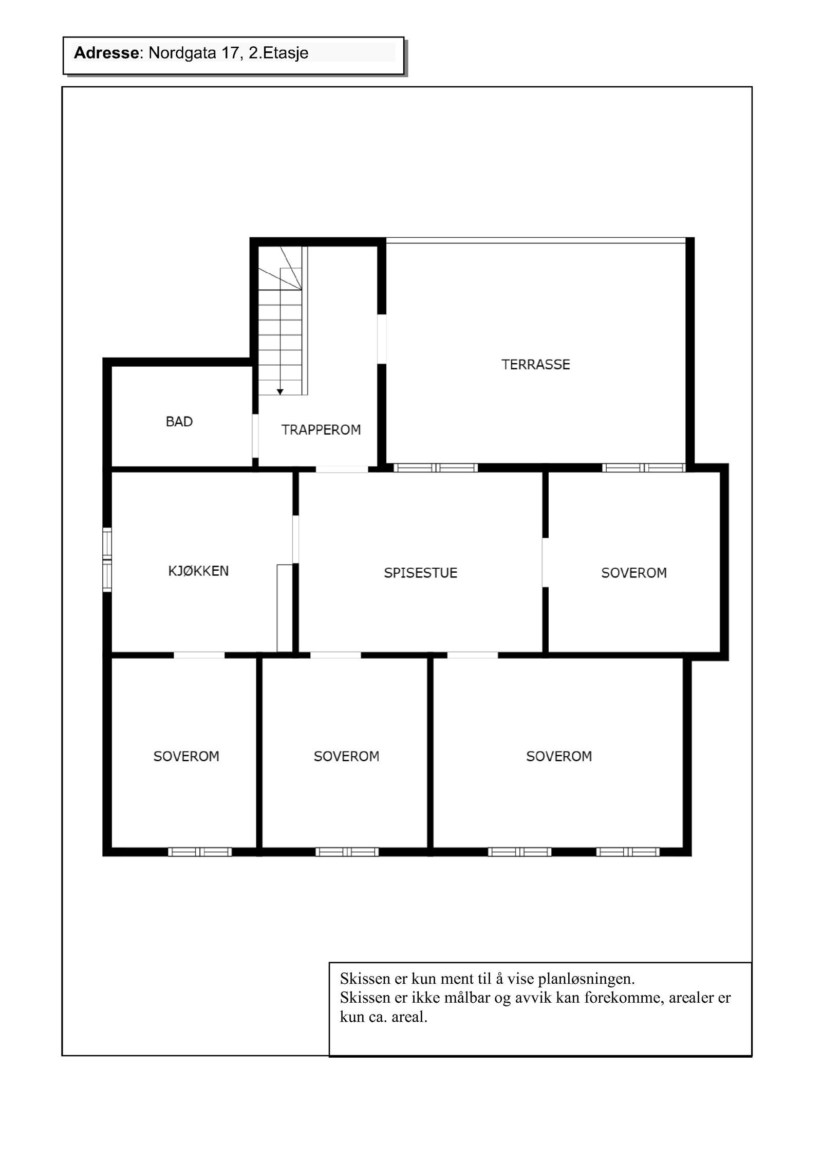 Planskisse 2. etasje Nordgata 17 Galleribilde
