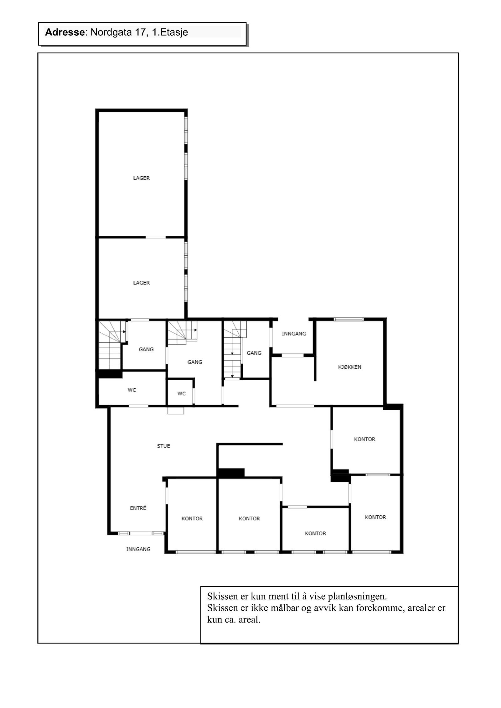Planskisse 1. etasje Nordgata 17 Galleribilde