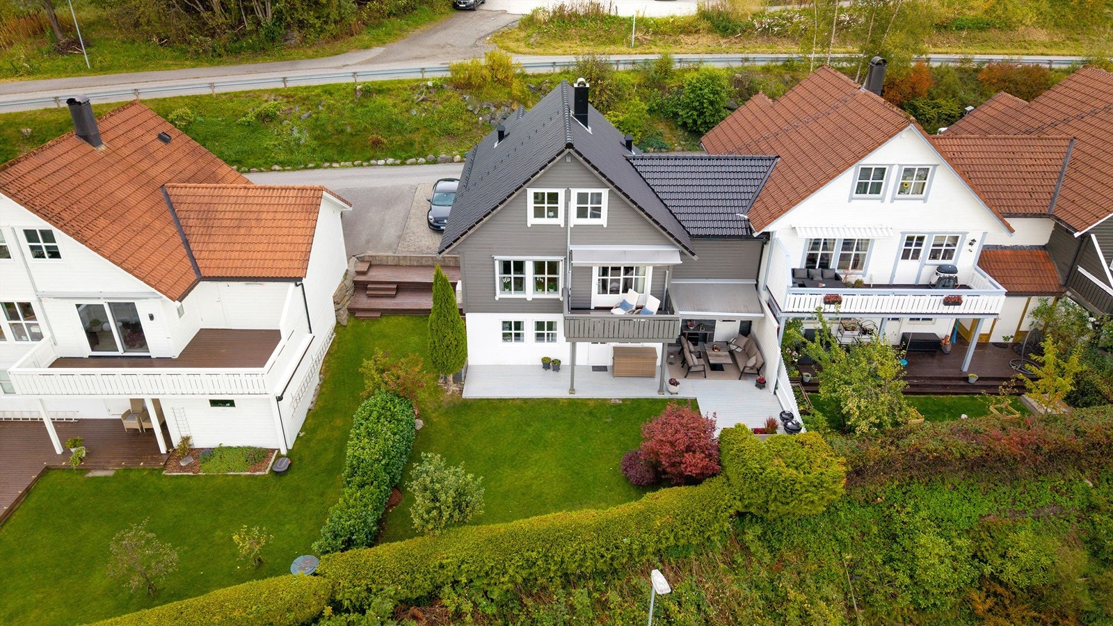 Dronebilde av fasade sett fra syd Galleribilde