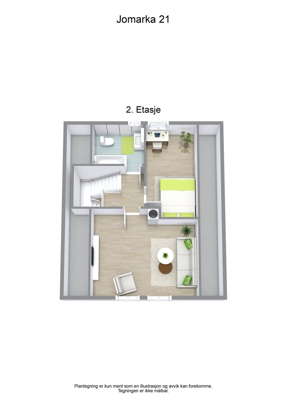 3 D plantegning loftsetasje Galleribilde