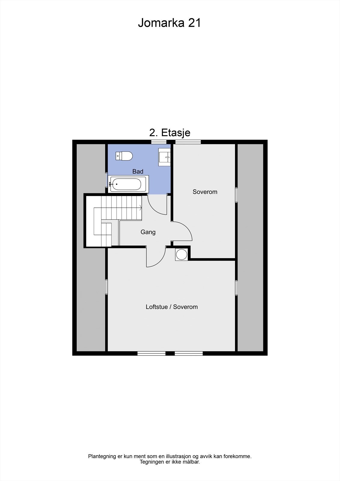 2 D plantegning loftsetasje Galleribilde