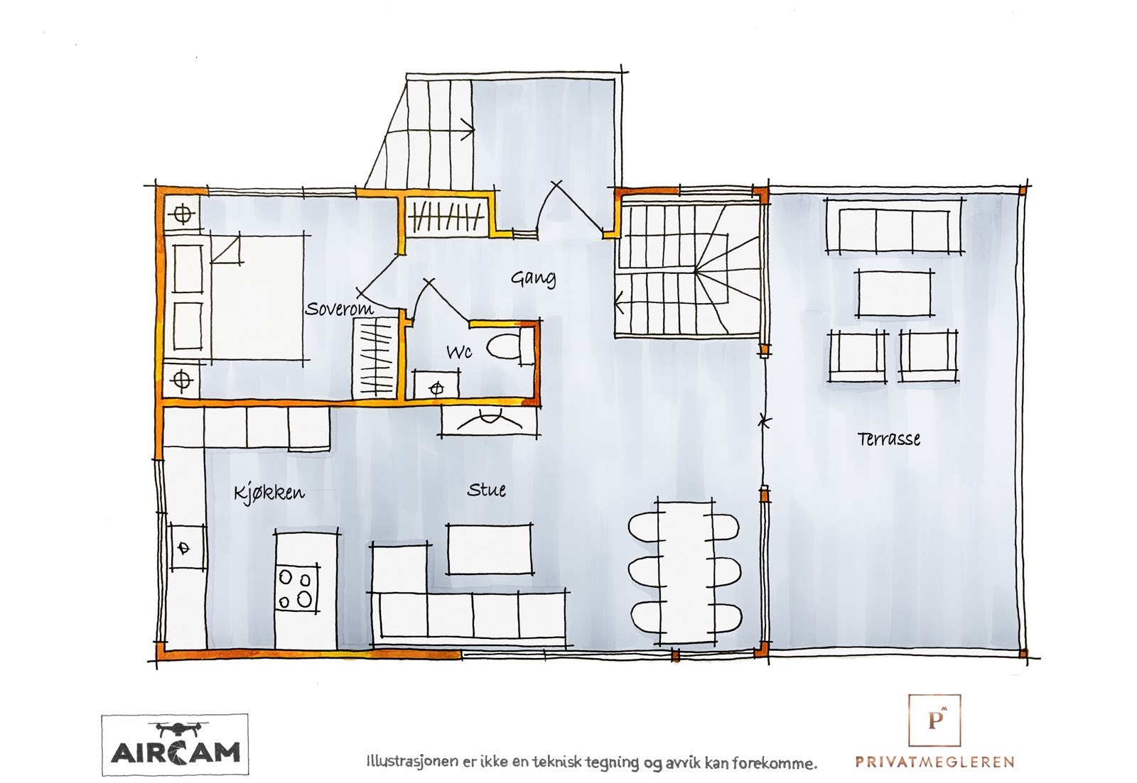 Plantegning illustrasjon hovedetasje Galleribilde