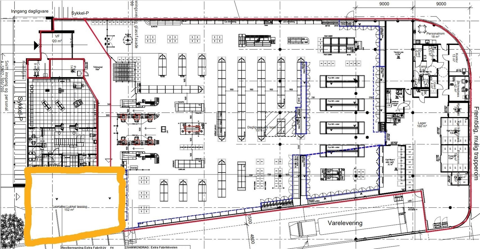 Plantegning av lokalene merket med gult Galleribilde