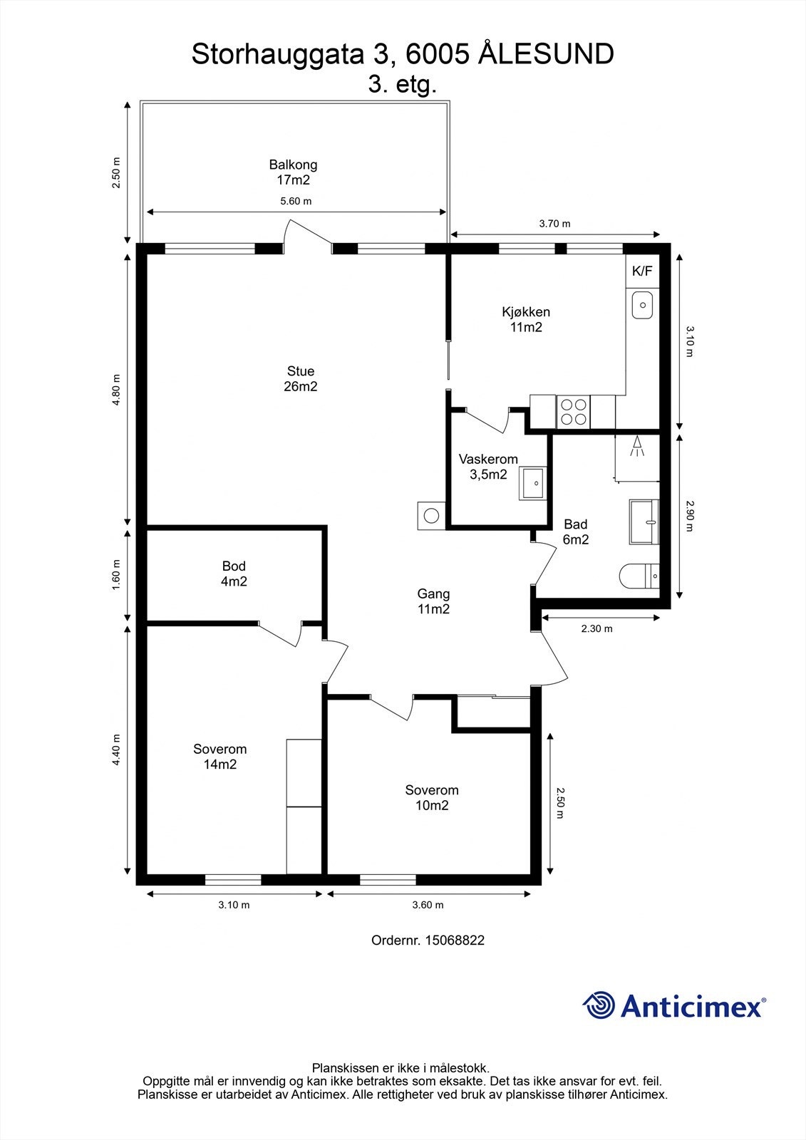 Målsatt plantegning Galleribilde