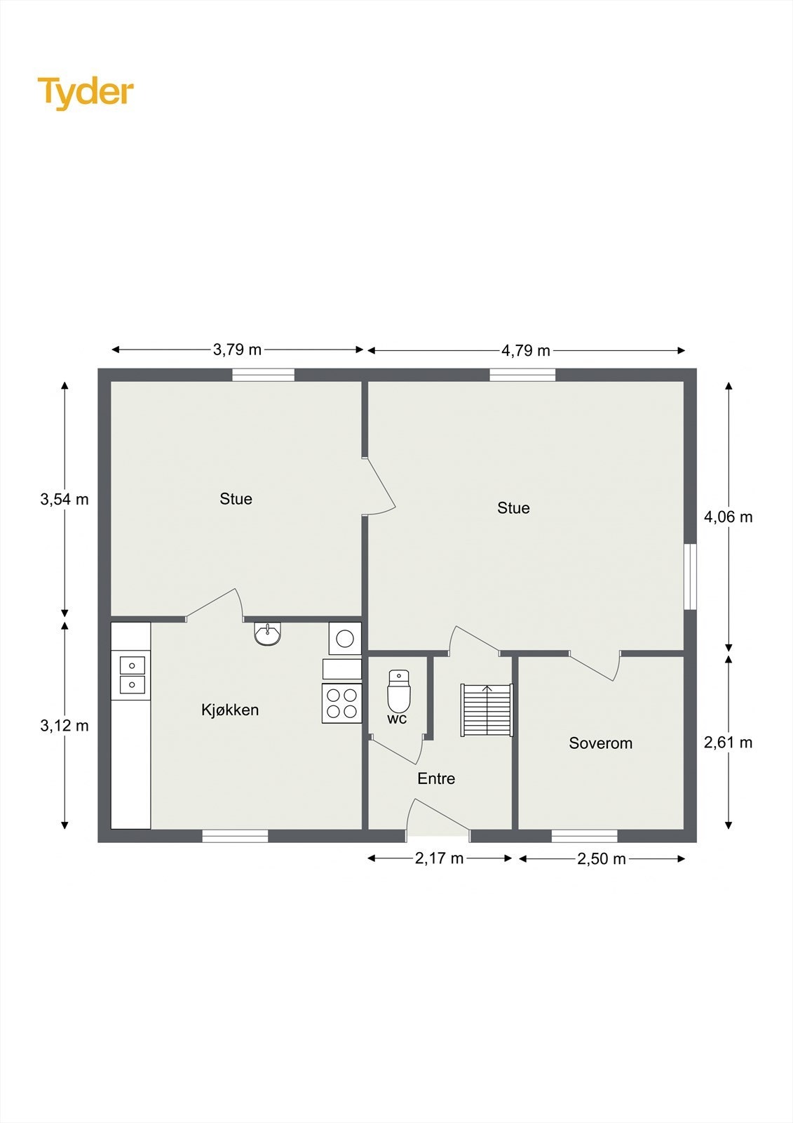 Plantegning hovedetasje. Galleribilde