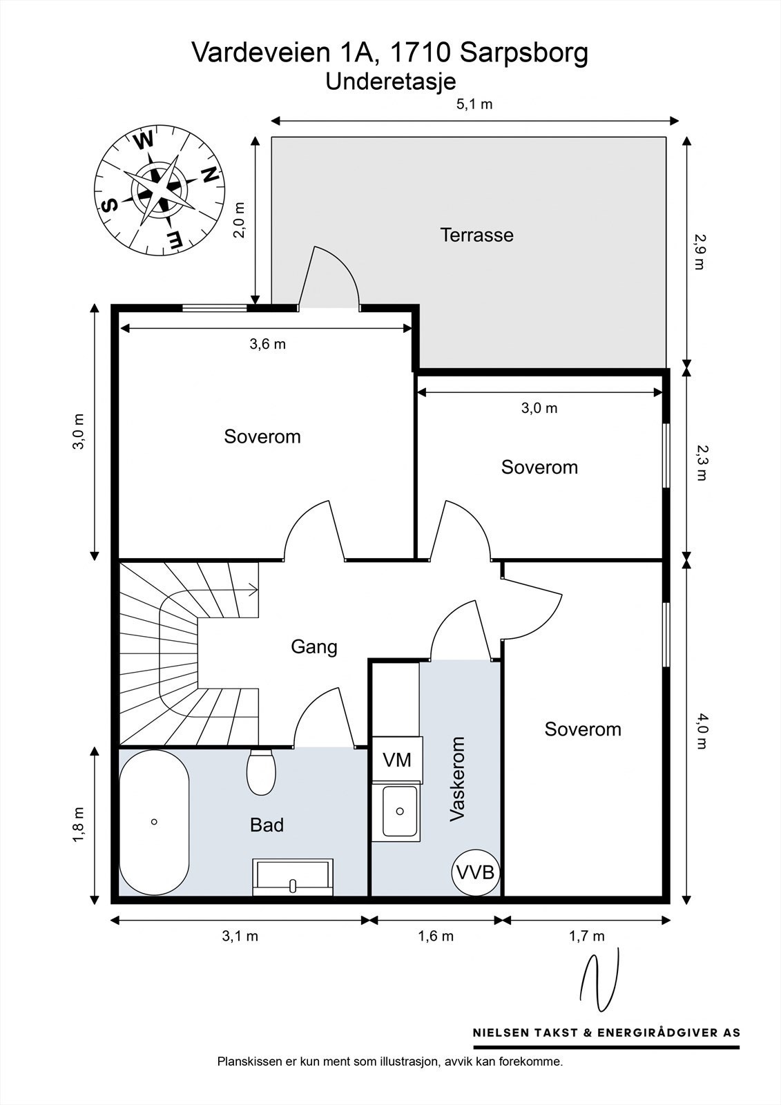 Veiledende skisse av boligens underetasje. Galleribilde