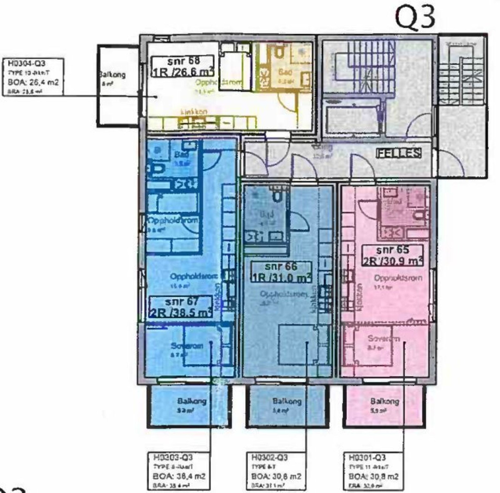 Original byggetegning - denne seksjonen i blått. Galleribilde