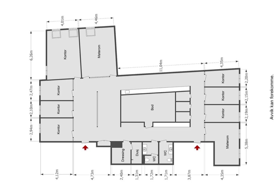 Planskisse Kontorlokale i 3. etasje. BTA 403 Kvm Galleribilde
