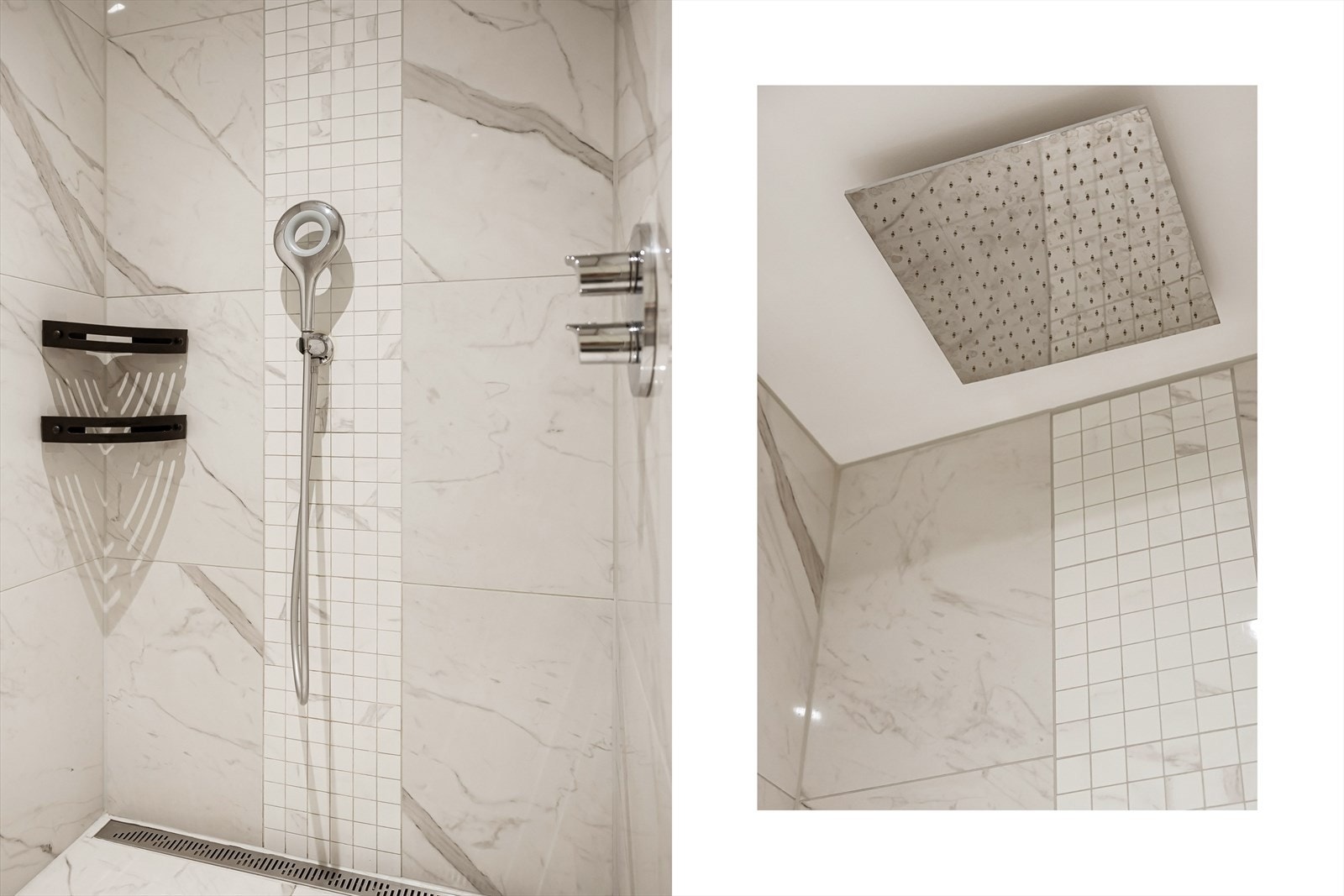 "Rain shower" dusj er en rød tråd på begge bad, og bidrar til et helhetlig og luksuriøst uttrykk. Galleribilde