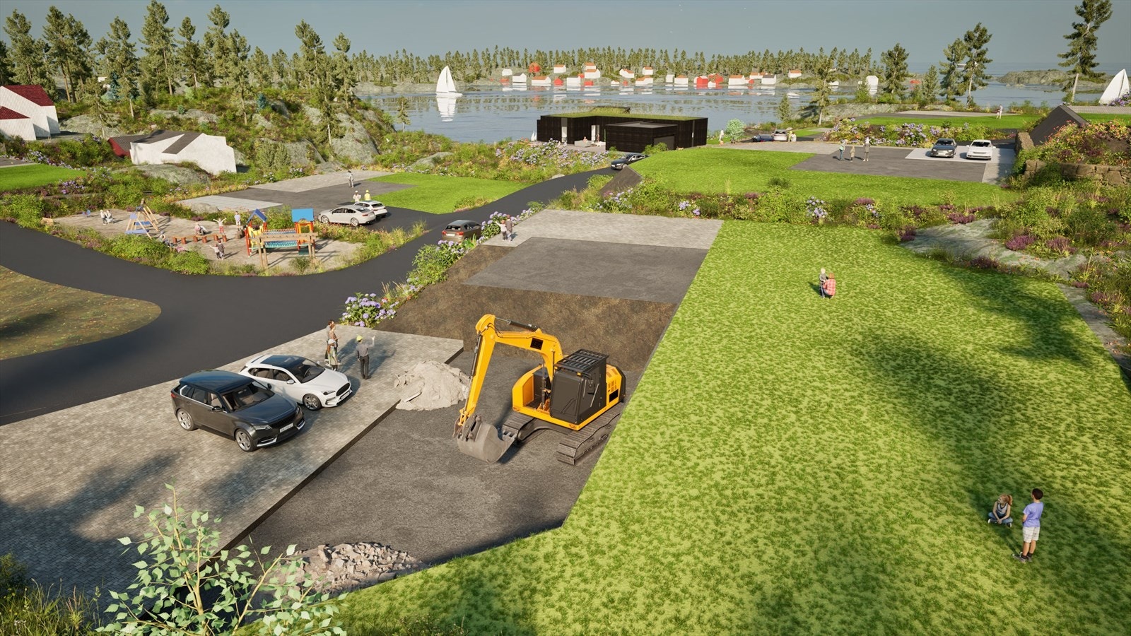 Tomt 12 - Grønt Mulig uteareal Mørkegrått Mulig bygningsareal i 2 nivåer Galleribilde