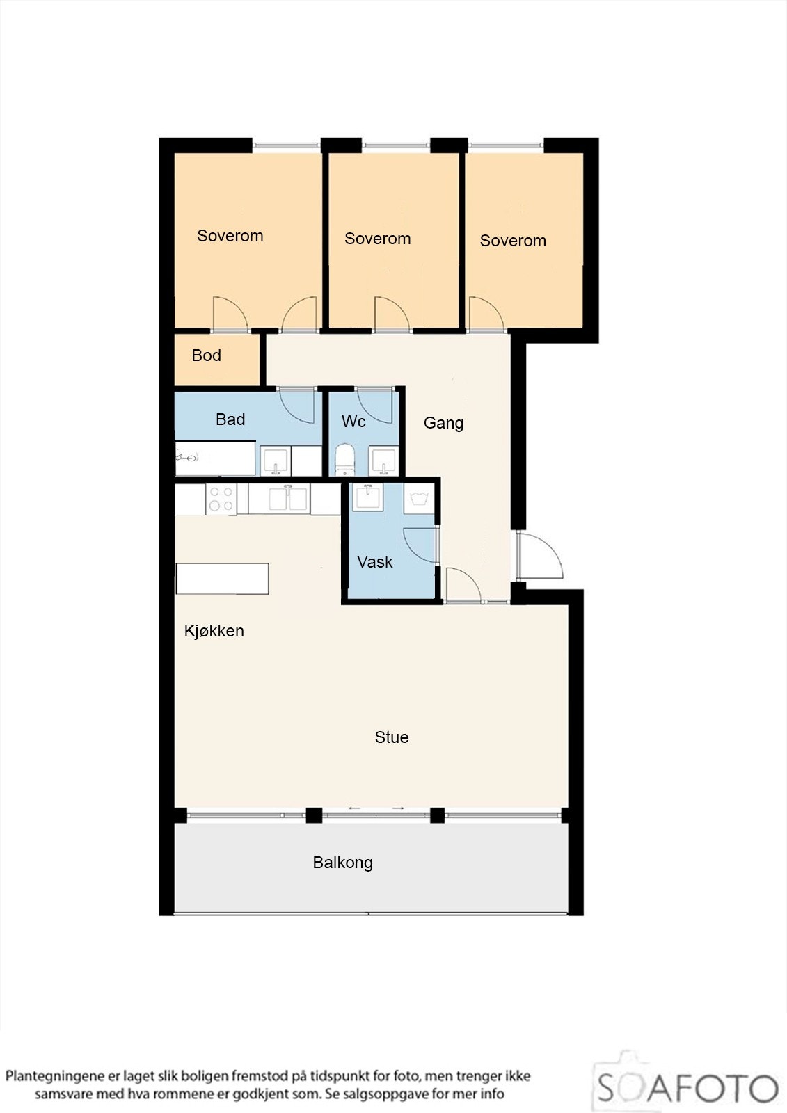 God, praktisk planløsning med 3 soverom og eget vaskerom. God bodplass i 1. etg. Galleribilde