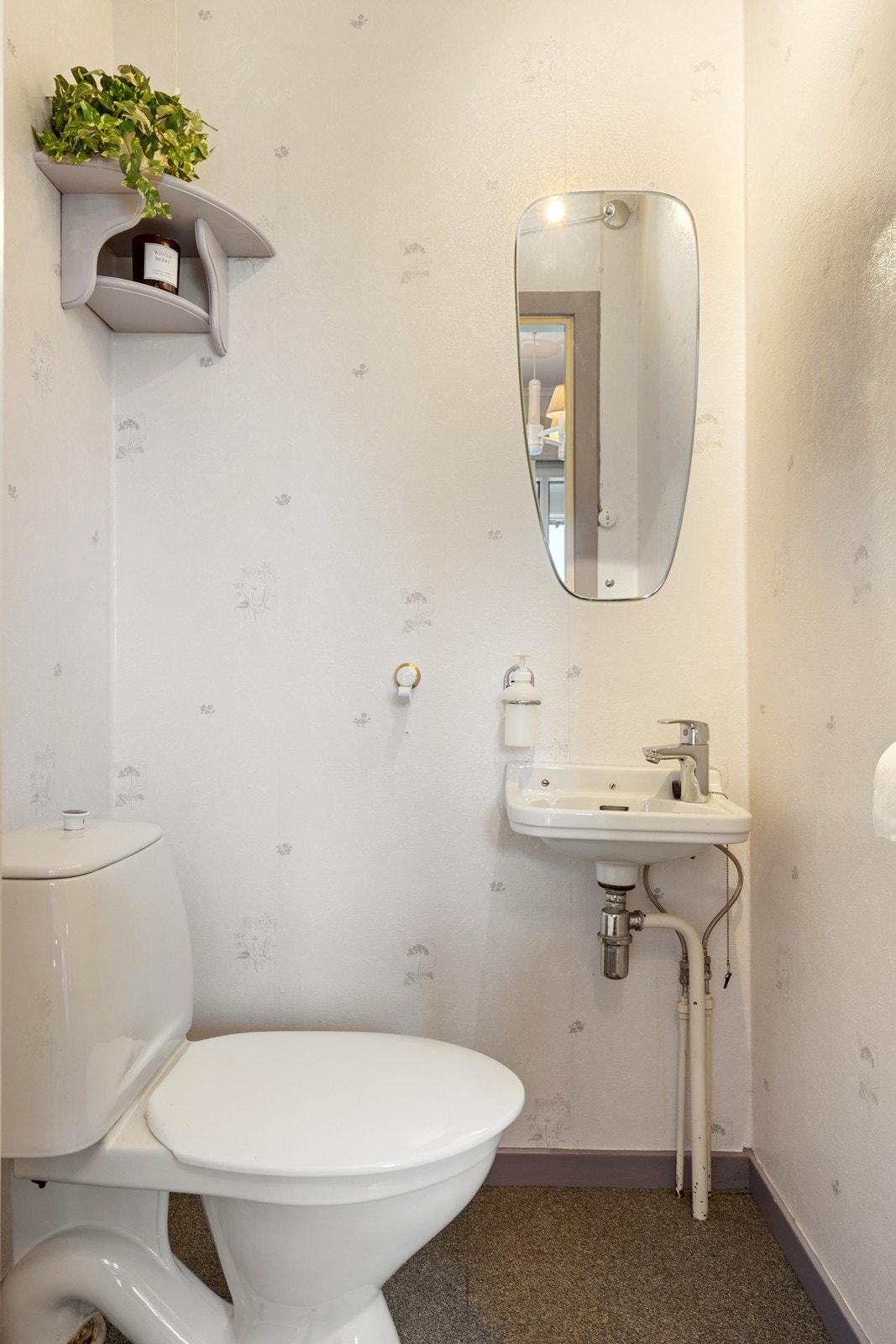 WC rom med toalett, servant og speil. Galleribilde