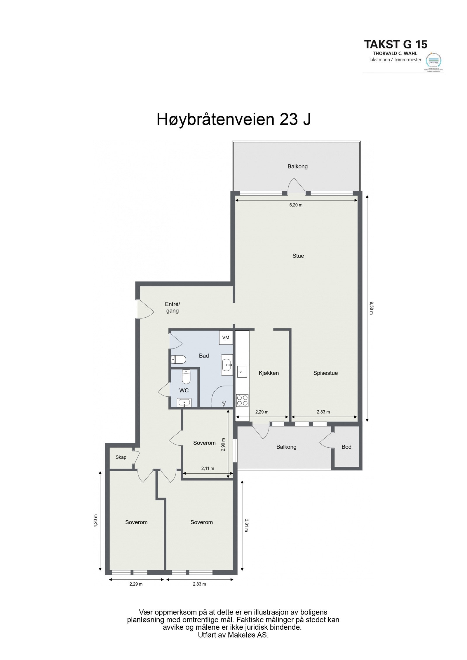 Gjennomgående 4 roms som med letthet kan gjøres om til 5 roms. Adskilt bad og toalett. Romslig stue. Eget kjøkkenrom. 2 balkonger. Galleribilde