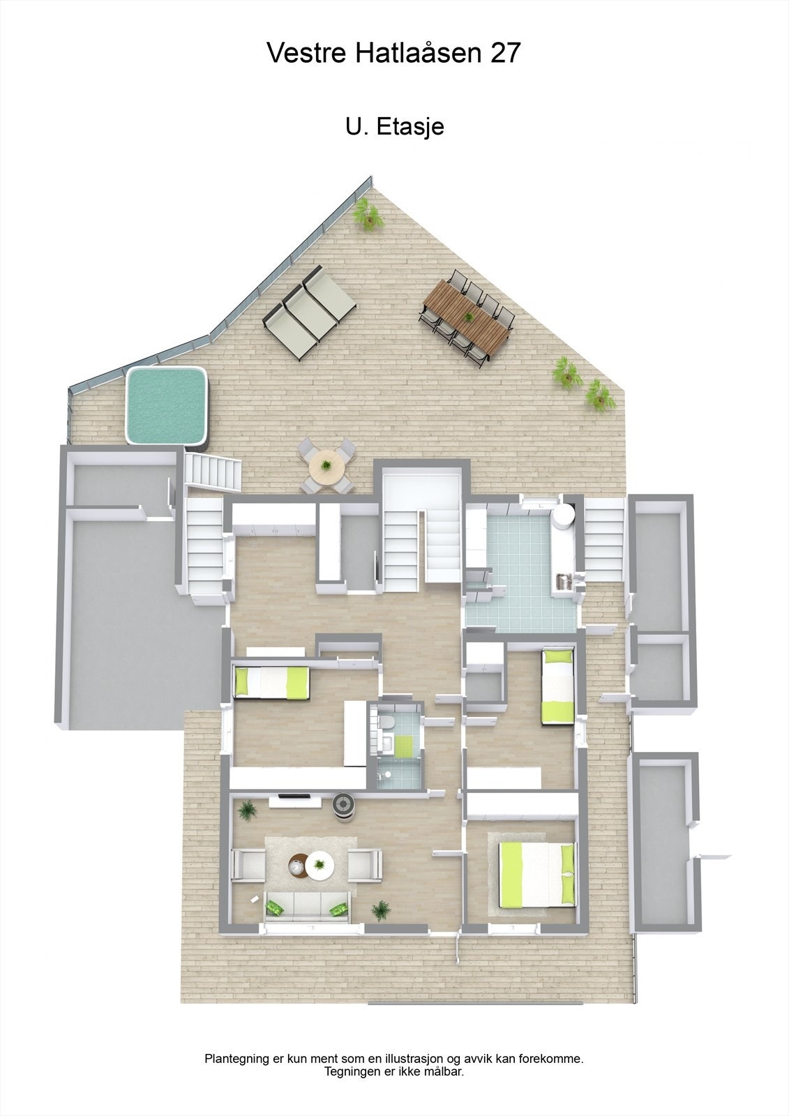 3 D plantegning underetasje Galleribilde