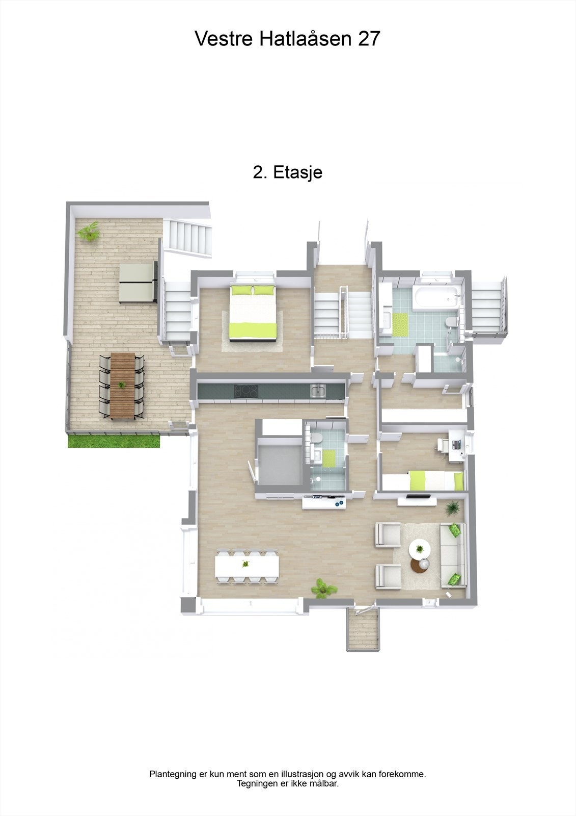 3 D plantegning hovedetasje Galleribilde