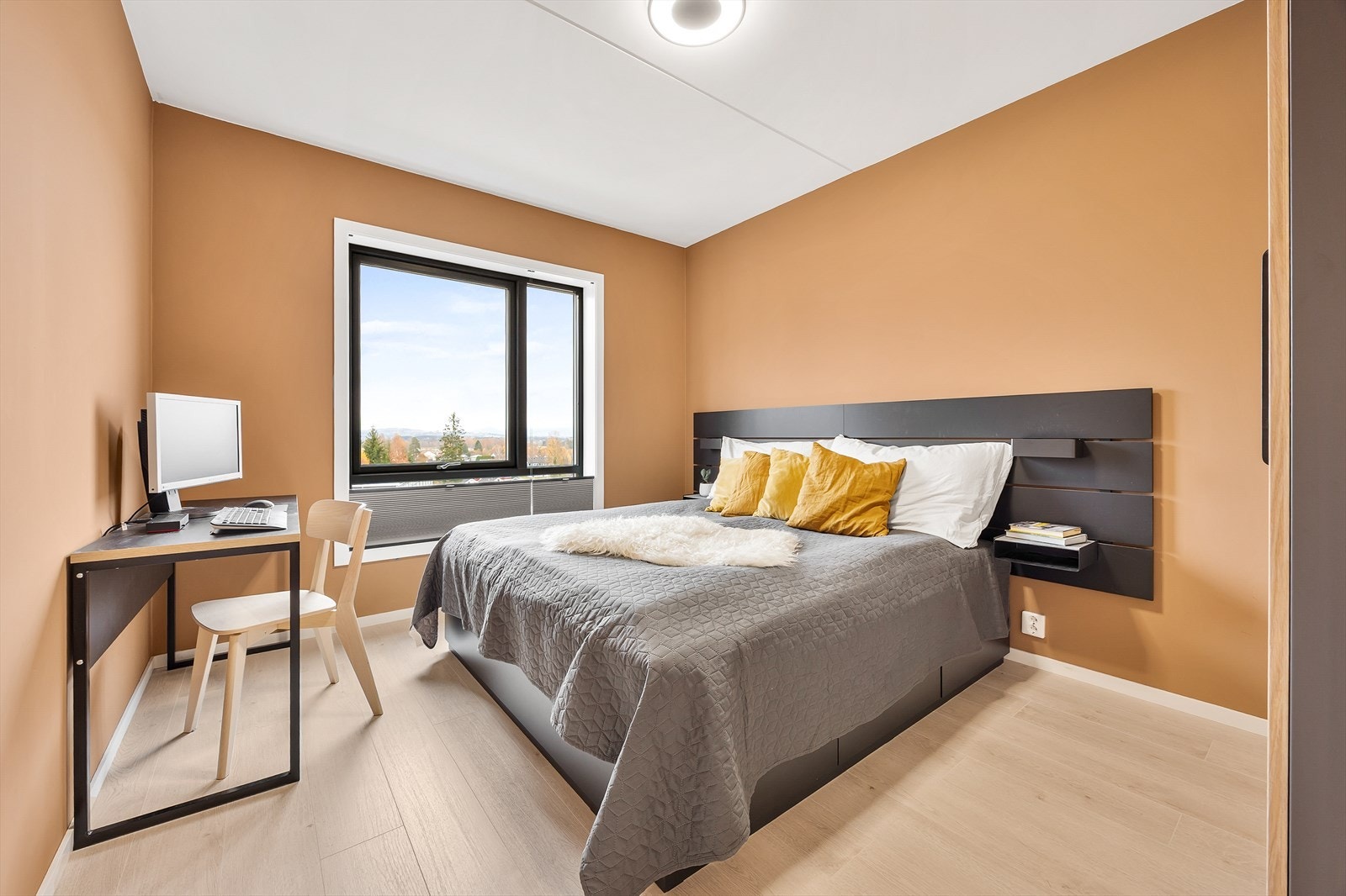 Romslig hovedsoverom malt i en stilig farge. Galleribilde