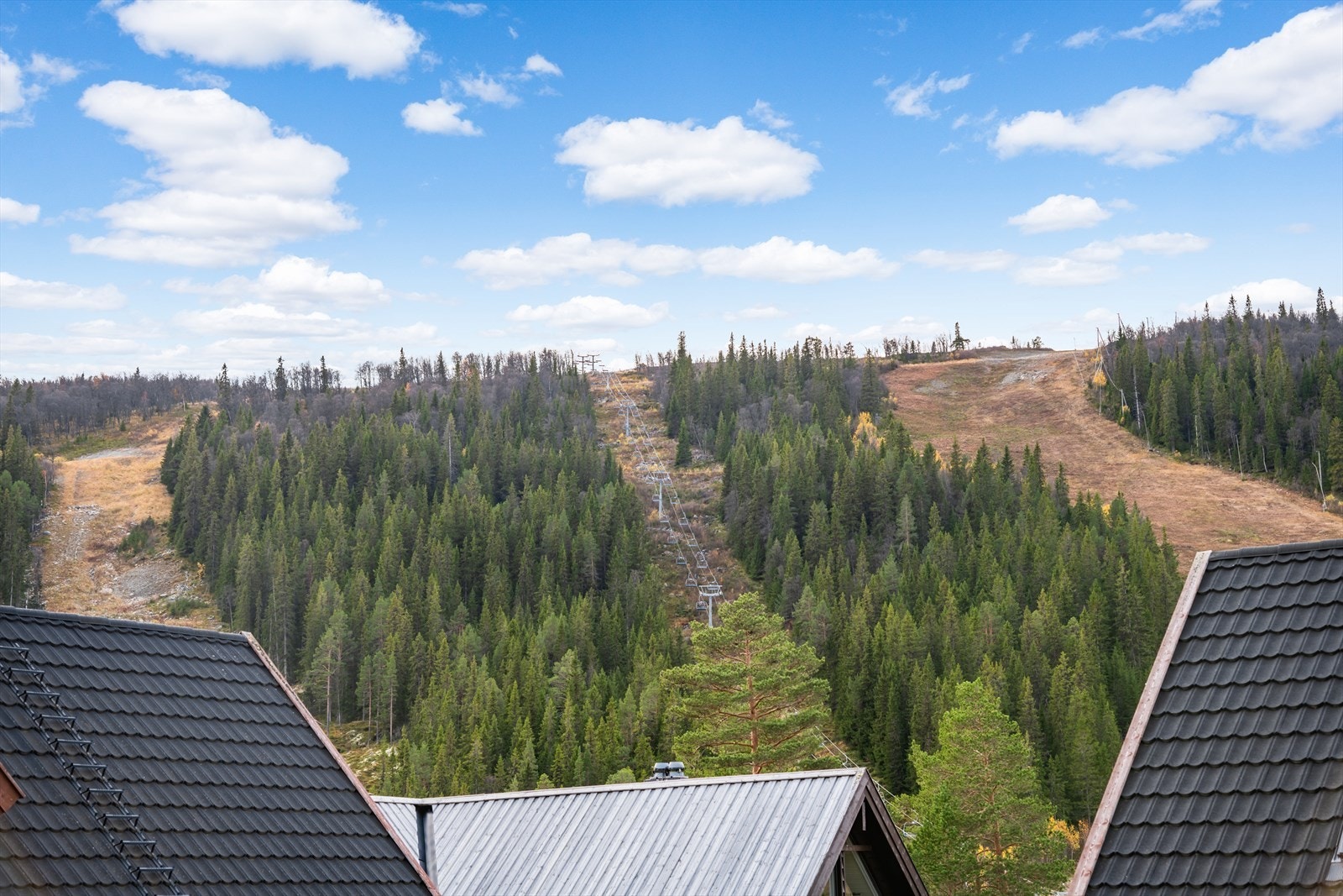 Utsikt fra terrassen mot alpinanlegget Galleribilde