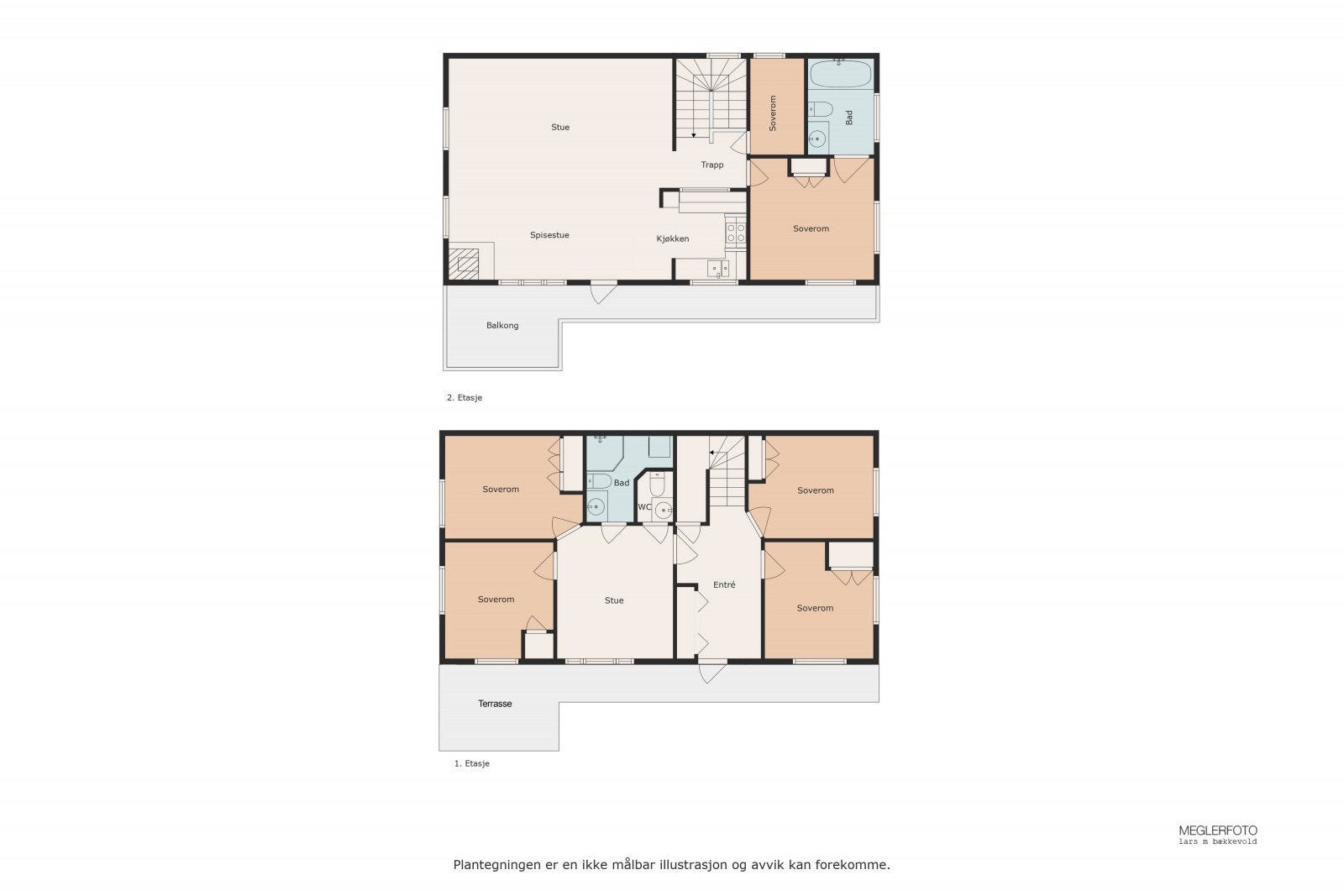 Plantegning over begge plan. Galleribilde