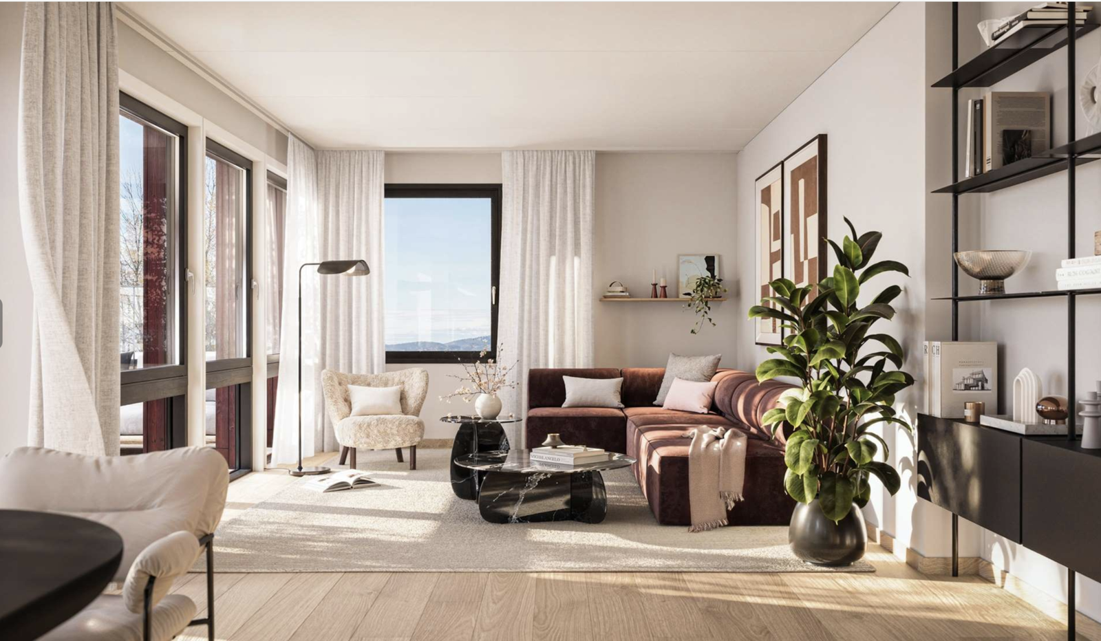 Bilde er lånt fra utbygger og er kun ment som en illustrasjon av prosjektet. Bilde vil avvike fra ferdig leveranse og fra den aktuelle leiligheten Galleribilde