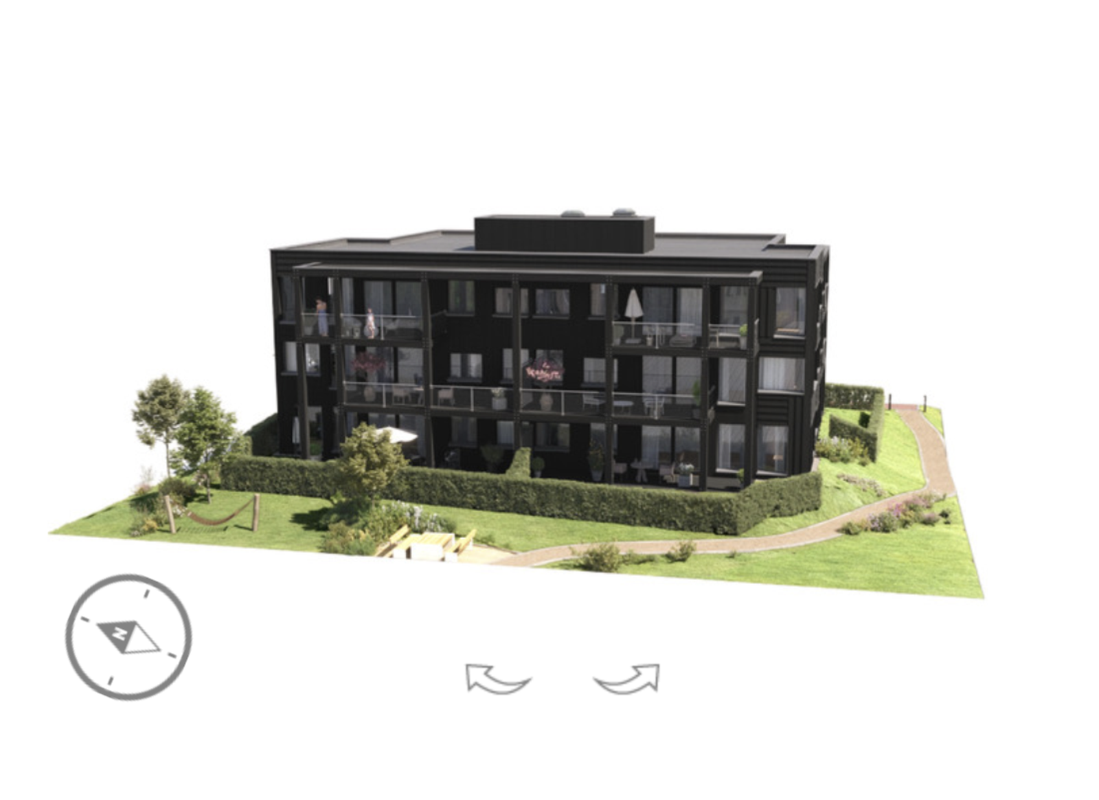 Bildet viser beliggenheten til leiligheten i bygget Galleribilde