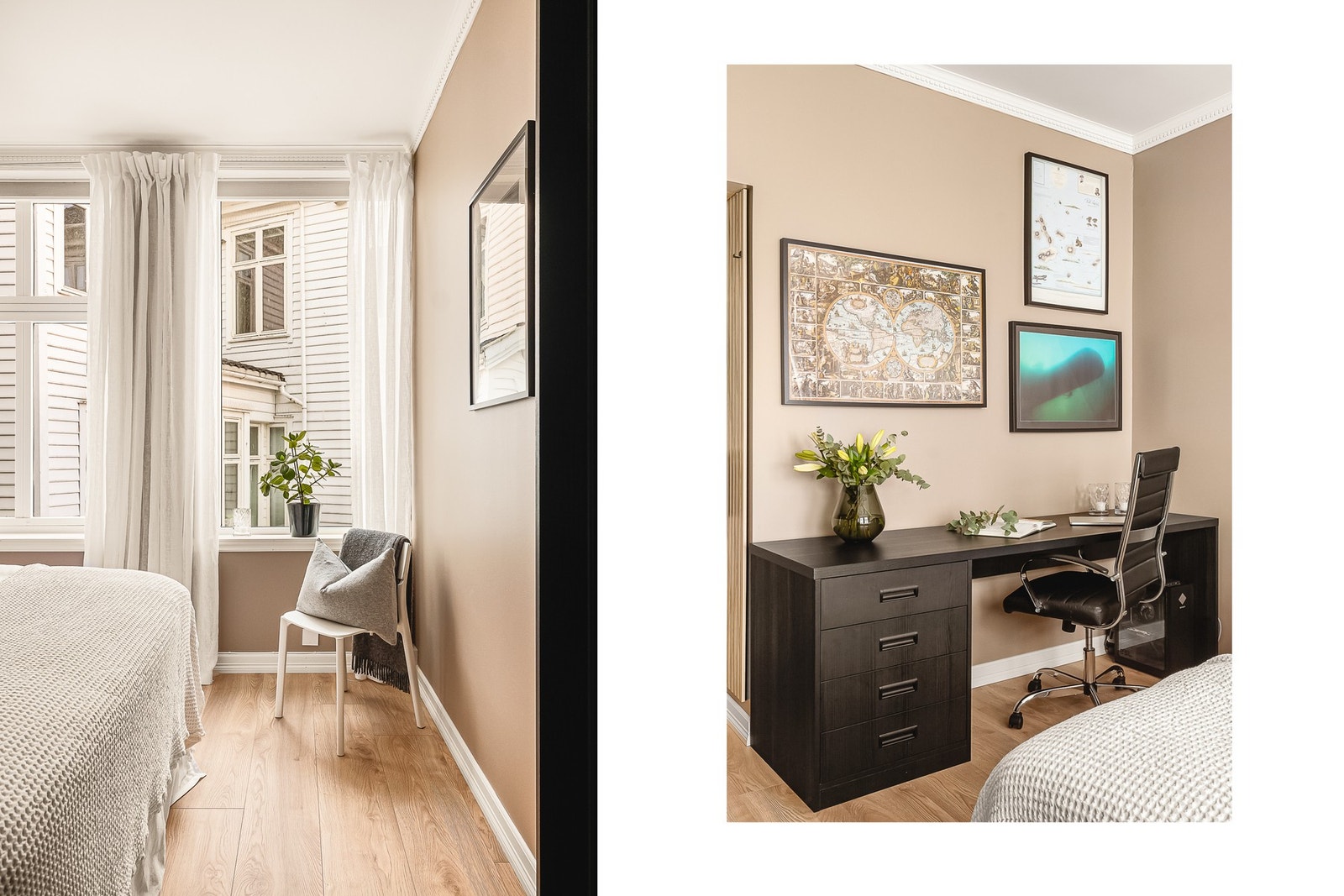 Vinduer mot rolig bakgård Galleribilde