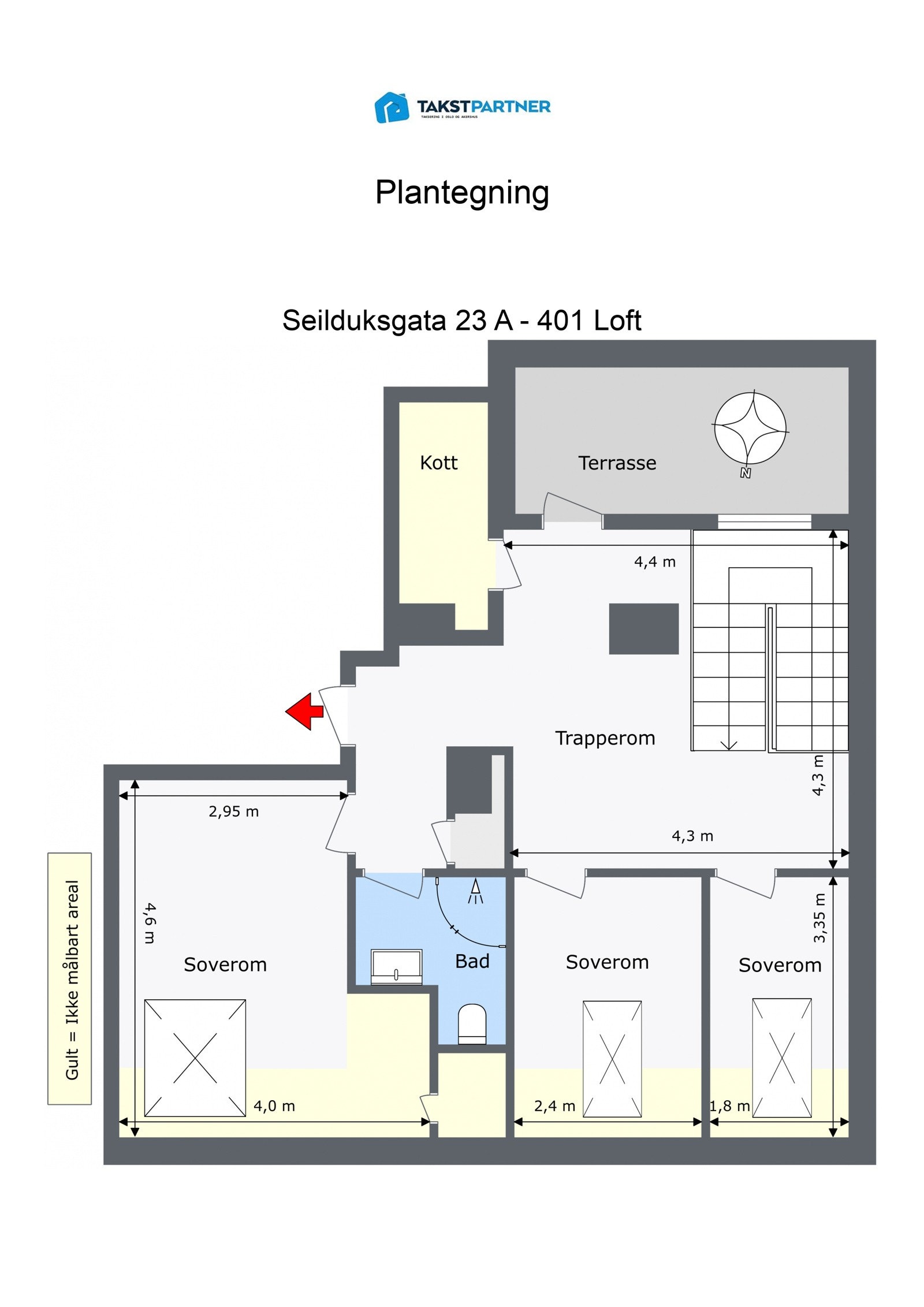 Plantegning loftsetasje. Galleribilde