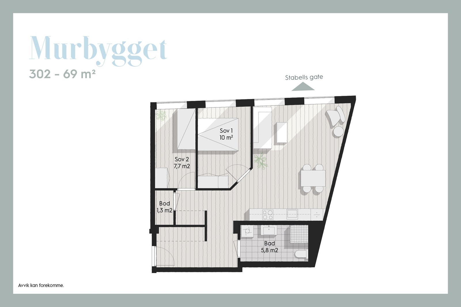 Planløsning av leilighet. Galleribilde