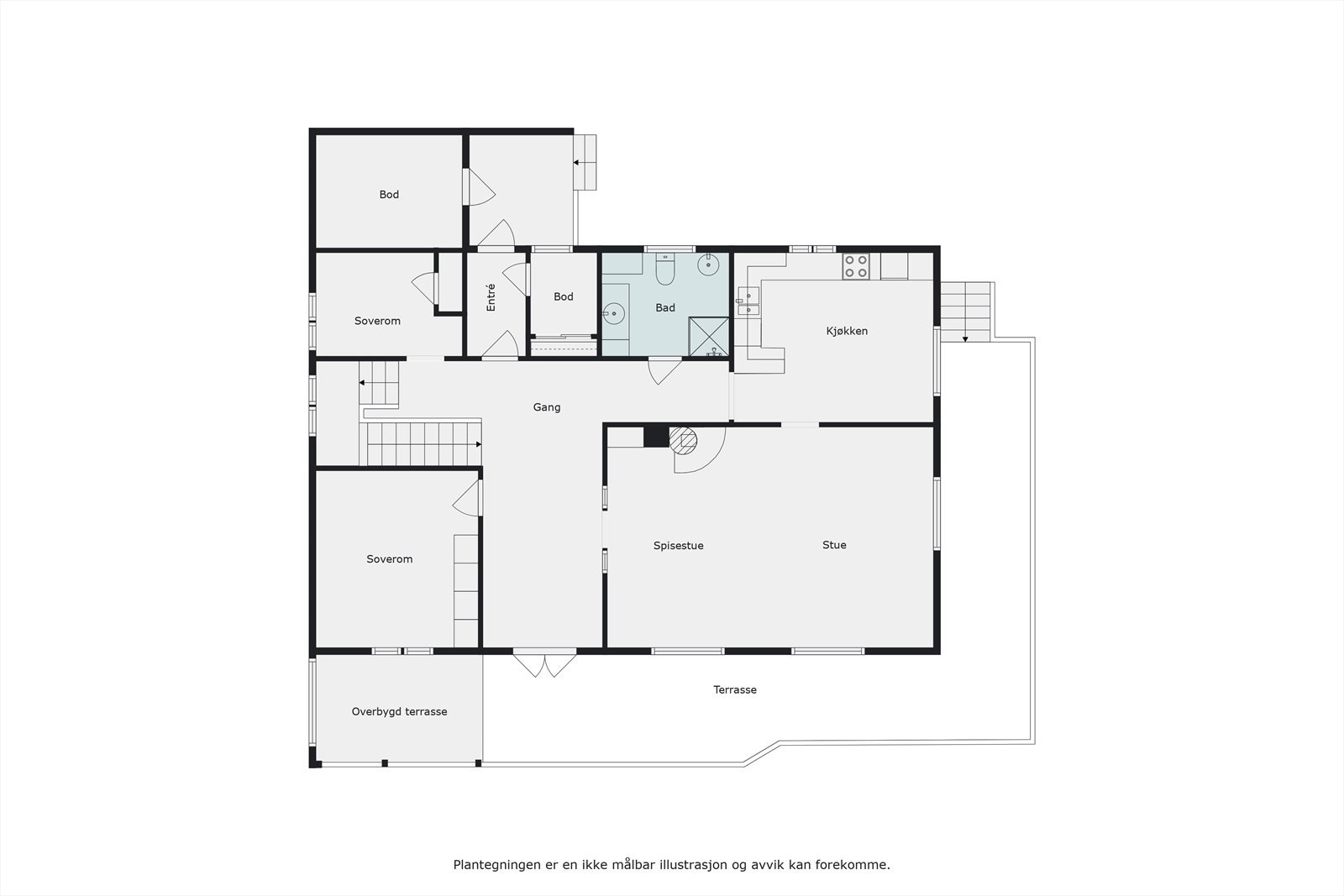 Plantegning hovedplan våningshuset Galleribilde