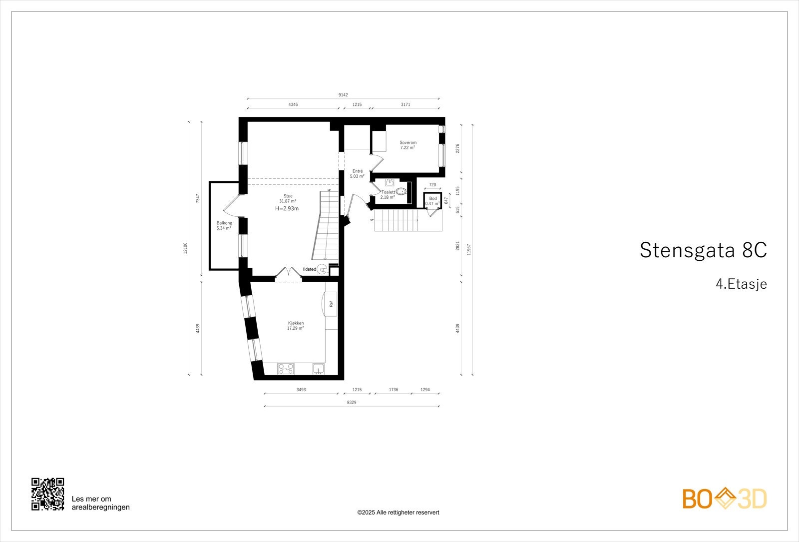 Plantegning hovedplan. Takhøyden på hovedplanet er ca 3 meter Galleribilde