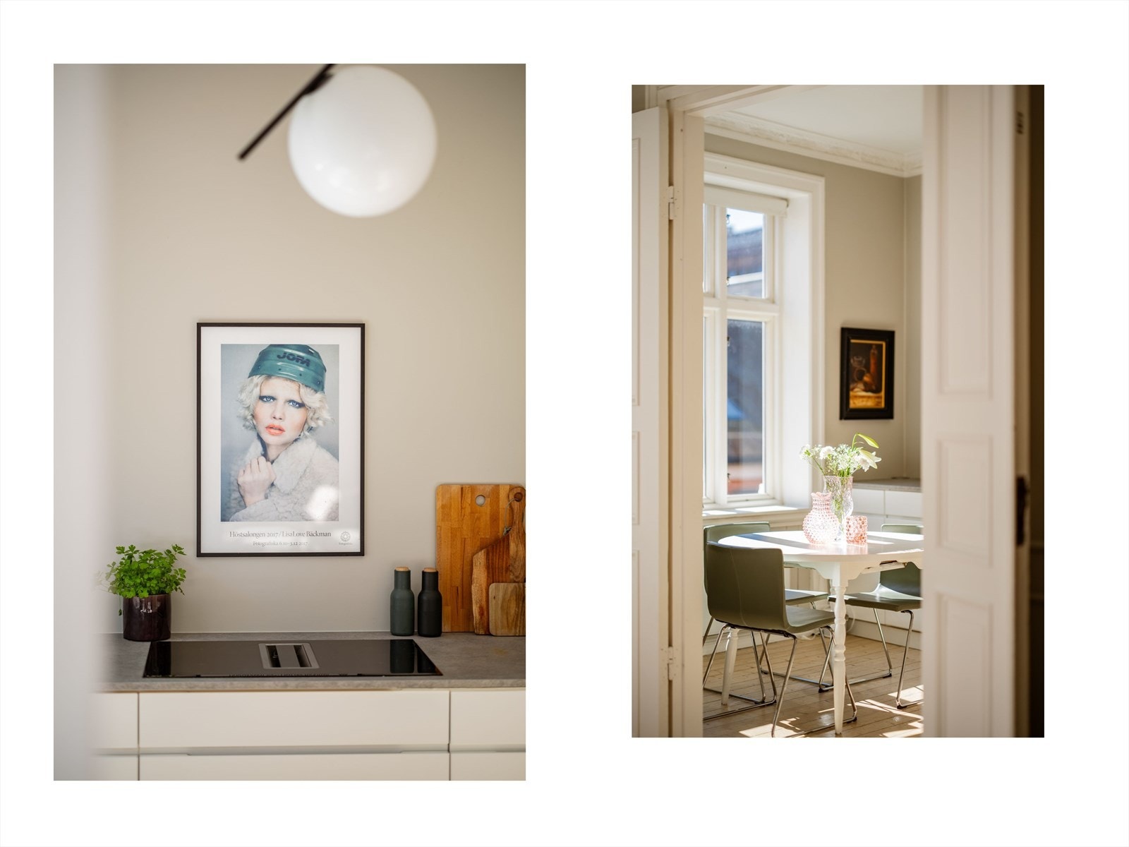 Leiligheten har store, klassiske vinduer med dype karmer som gir fine lysforhold. Galleribilde